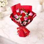 Blushing 11 Red Roses Bouquet