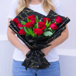 Blushing 11 Red Roses Bouquet