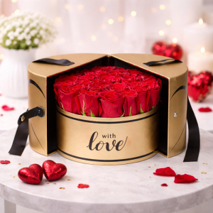 Golden Memories Red Roses Love Box