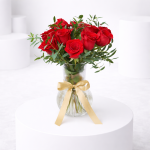 Crimson Pearl Vase 11 Roses