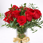 Crimson Pearl Vase 11 Roses